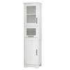 Homhougo Narrow Bathroom Storage Cabinet, 67" H Tall Slim Cabinet with Glass Doors and Adjustable Shelf, Freestanding Slim Cupboard White - 4 of 4
