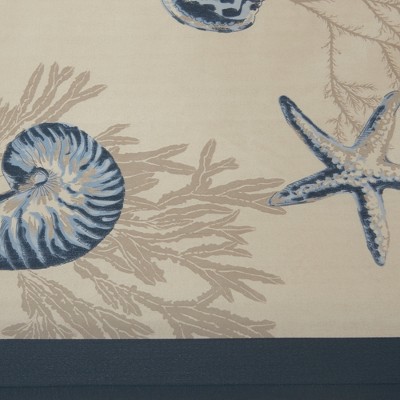 Navy and Ivory Seashell Cotton Rod Pocket Valance