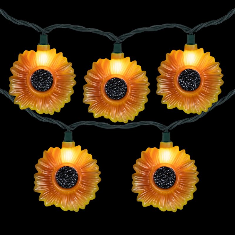 Northlight 10-Count Sunflower Patio Light Set, 6ft Green Wire, 3 of 6