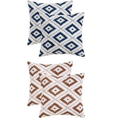 REGALWOVEN 4 Pcs Geometric Pattern Soft Short Plush Decorative Throw Pillow Covers