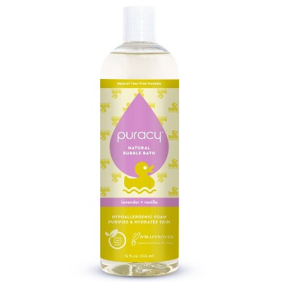Puracy Natural Bubble Bath for Children - with 12 Fruit & Vegetable Extracts for Silky Smooth Skin - Calming Lavender & Vanilla - 12 fl oz