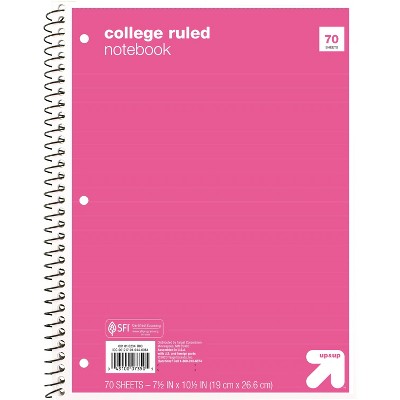 College Ruled Pink 1 Subject Flexible Paperboard Cover Spiral Notebook - up & up™