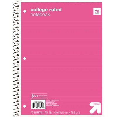 College Ruled Pink 1 Subject Flexible Paperboard Cover Spiral Notebook - up  & up™