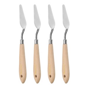 Unique Bargains Stainless Steel Pointy Wood Handle Painting Mixing Knife 4 Pcs - 1 of 4