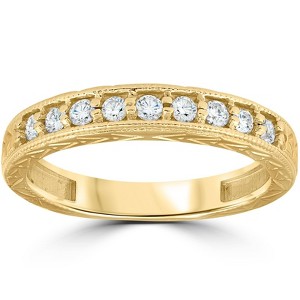 Pompeii3 1/4ct Hand Engraved 14k Yellow Gold Diamond Wedding Ring - 1 of 4
