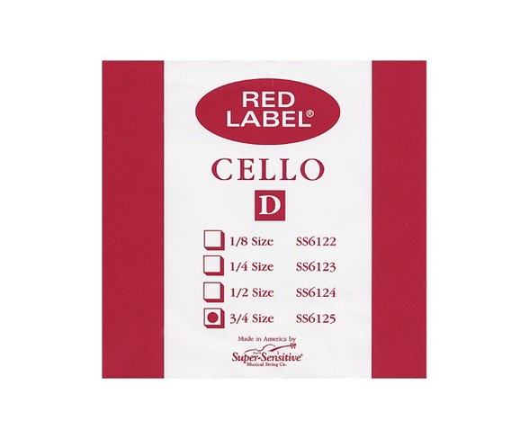 Super Sensitive Red Label Cello D String 3/4