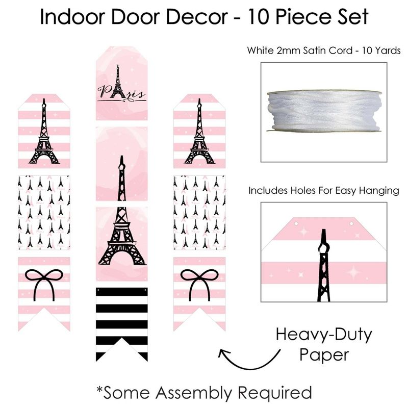 Big Dot of Happiness Paris, Ooh La La - Hanging Vertical Paper Door Banners - Paris Themed Baby Shower or Birthday Party Wall Kit - Indoor Door Decor, 5 of 8