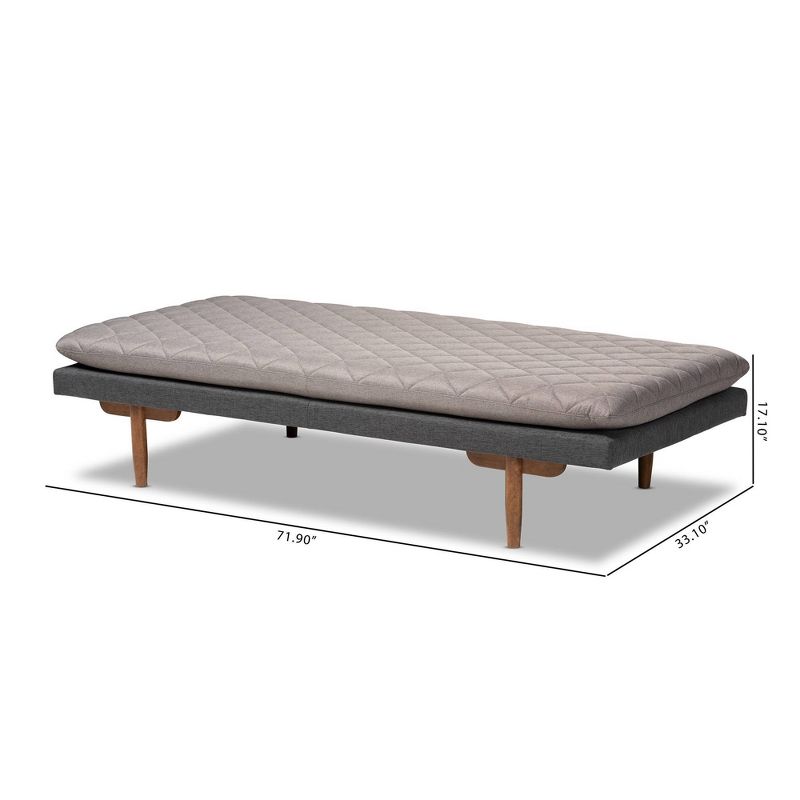 Twin Two Marit Tone Upholstered Wood Daybed Gray/Walnut - Baxton Studio, 6 of 10