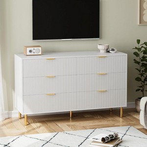 Acekool 6 Drawer Dresser, Modern Chest with Gold Handles, Large Storage Organizer for Bedroom, Living Room, Entryway - 1 of 4