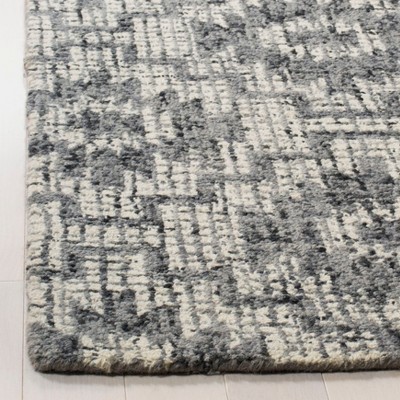 Medium Gray Wool Handmade Tufted Abstract Square Area Rug