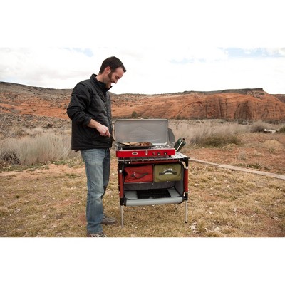 Red and Gray Aluminum Camping Organizer Table