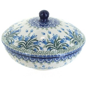 Blue Rose Polish Pottery C55 Ceramika Artystyczna Covered Bowl - 1 of 2