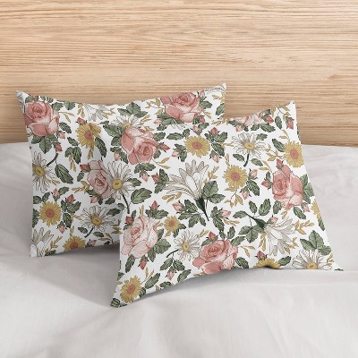 Pink and Green Floral Microfiber Full Bedding Set