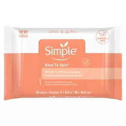 Simple Instant Glow Facial Cleansing and Makeup Removal Wipes - 25ct