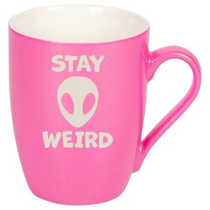 100 North Alien 10 Ounce Pink Metallic Finish, Comfortably Fits Your Hands, New Bone China Coffee Tea Cup Mug, Stay Weird - 1 of 1