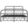 vidaXL Metal Bed Frame with Headboard/Footboard - Modern Black Double Bed, Steel Frame 59.1"x78.7", 81.5"x61.4"x39.4", Bedroom Furniture - 3 of 4