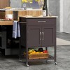 Tangkula Rolling Kitchen Island Cart w/ Drawer 2-Door Storage Cabinet Bottom Tray - 3 of 4