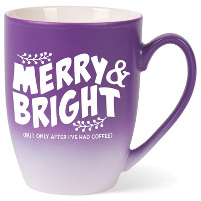 Elanze Designs Merry & Bright But Only After I'Ve Had After Coffee Two Toned Ombre Matte Purple and White 12 ounce Ceramic Stoneware Coffee Cup Mug