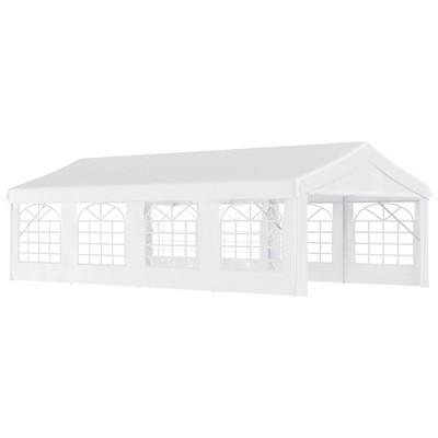 Outsunny 13' x 26' Large Outdoor Carport Canopy Party Tent with Removable Protective Sidewalls & Versatile Uses, White