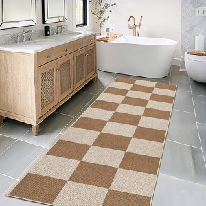 Modern Checkered Area Rugs Washable Easy Jute Bedroom Carpet - 1 of 4