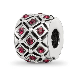 Black Bow Jewelry Sterling Silver with Crystals Jan Dark Red Lattice Bead Charm - 1 of 4