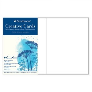 Strathmore Creative Cards & Envelopes, Fluorescent White with Deckle Edge, Full Size, 5x6.875 inch, Pack of 50 - 1 of 4