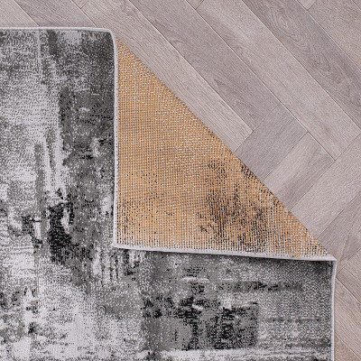 Black and Gray Abstract Art Synthetic Area Rug 3'3" x 5'