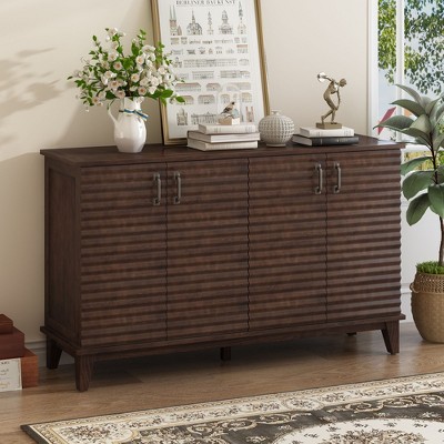 NicBex Elegant Buffet Cabinet with Large Storage Retro Style 4-door Sideboard Cabinet with Adjustable Shelves and Metal Handles