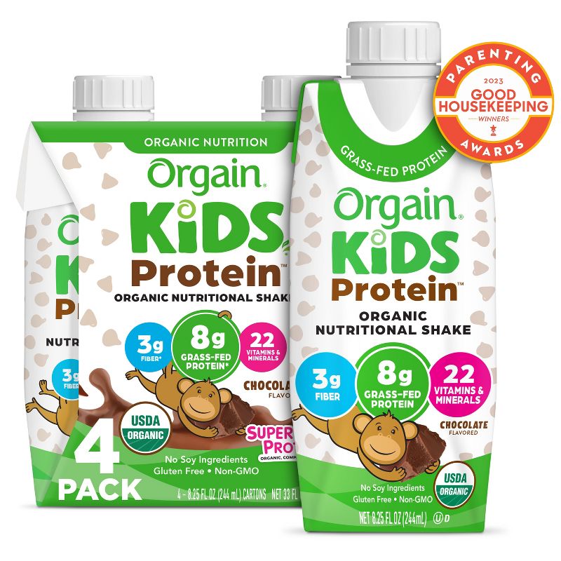 Orgain Kids Chocolate Protein Shake - 4pk/8.25 fl oz Cartons, 1 of 11