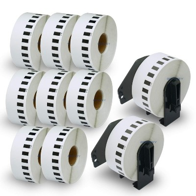 BETCKEY - Compatible Continuous Label Replacement for Brother DK-2210 Use with Brother QL Label Printers 10 Rolls/ + 2 Reusable Holder Frames