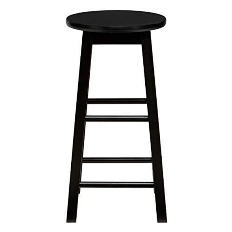 PJ Wood Classic Round Seat 29" Tall Kitchen Counter Stools for Homes, Dining Spaces, and Bars with Backless Seats & 4 Square Legs, Black (Set of 6), 4 of 7