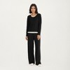 Anna-Kaci Lounge Women's 2-Piece Set Long Sleeve Scoop Neck Top with Contrast Layered Hem and Wide Leg Pants - 3 of 4