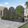 MAYEERTY Planter Box with Trellis Iron Black Arch Star Shape 01 Style 72x35x16in 3-Piece Set - 2 of 4