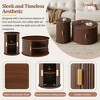 CAVINAS Coffee Table Set of 2,Round Fluted End Table with Storage,Sliding Tambour Door,Golden Handle,Wood Grain Finish,Center Table for Living Room - 4 of 4