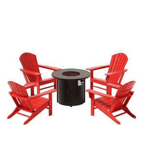 WestinTrends Outdoor Patio Adirondack Chair With Round Fire Pit Table Sets - 1 of 2