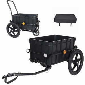 NAYSAYE Bike Wagon Trailer 2-in-1 Pushcart Stroller with Removable Box Waterproof Cover and Tow Hitch for Bicycles, Black, 54.5"*24"*41" - 1 of 4