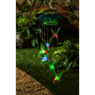 Color Changing Hummingbird Solar Mobile with single Flower Top
