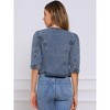 INSPIRE CHIC Women's Collarless Pockets 3/4 Sleeve Denim Jackets - 3 of 4