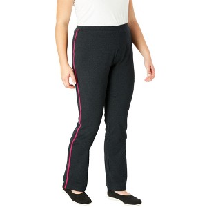 Woman Within Petite Stretch Cotton Side-Stripe Bootcut Legging - 1 of 4