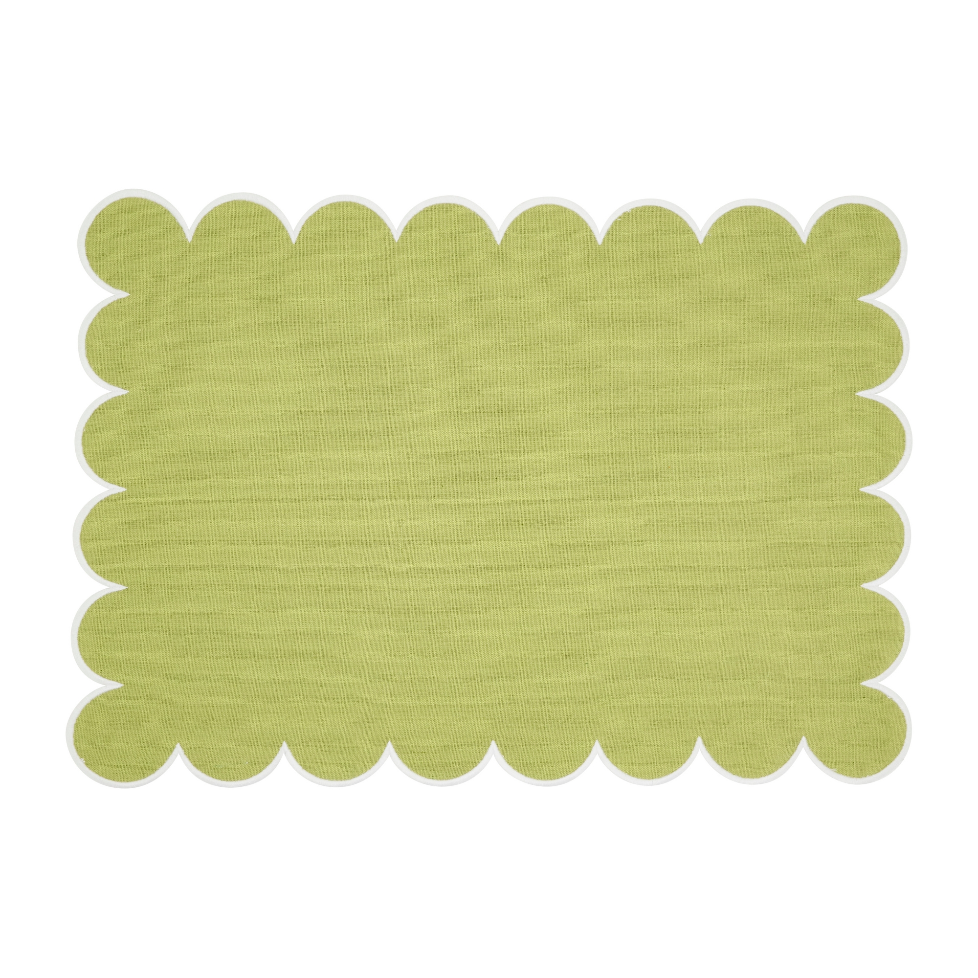 Saro Lifestyle Scalloped Hem Placemat (Set of 4), 14"x20", Kiwi