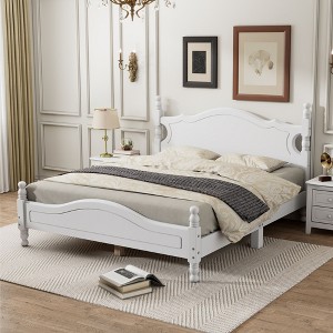 NicBex Retro Style Full/Queen Size Platform Bed Frame with Hollow Design Headboard,Solid Wood Slats Support,No Box Spring Needed,Easy Assembly - 1 of 4