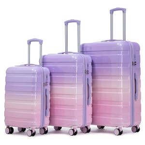 Lyngins Hardshell 20/24/28 Inch 3PCs Luggage Sets with Gradient Color,Combination Lock,PC Spinner Wheels,Suitcases Sets for Family Trips - 1 of 4