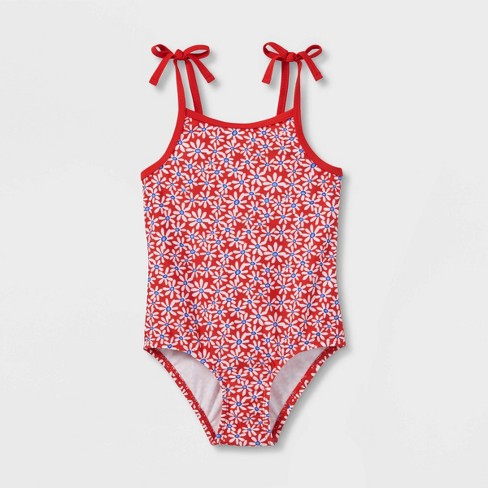 Baby Girls Floral One Piece Swimsuit Cat Jack Red 12m Target