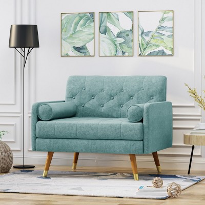 Coolbibila-Smooth Upholstered Accent Chair With Mid-Century Design, Club Chairs With Two Matching Pillows, 38 Inch Long Chair For Indoor