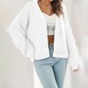 Women's Chunky Open Front Cable Knit Sweater Cardigan with Lantern Sleeves - 3 of 4