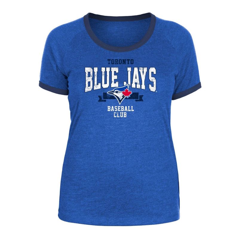 MLB Toronto Blue Jays Women&#39;s Heather Bi-Blend Ringer T-Shirt, 1 of 7