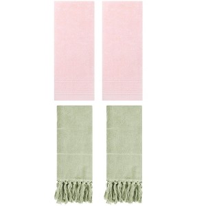 REGALWOVEN 4 Packs Striped and Tassels Hand Towels for Bathroom 14" x 30" - 1 of 4