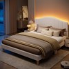Pinmoco LED Bed Frame, Upholstered Platform Bed with Adjustable Arc Headboard - 3 of 4