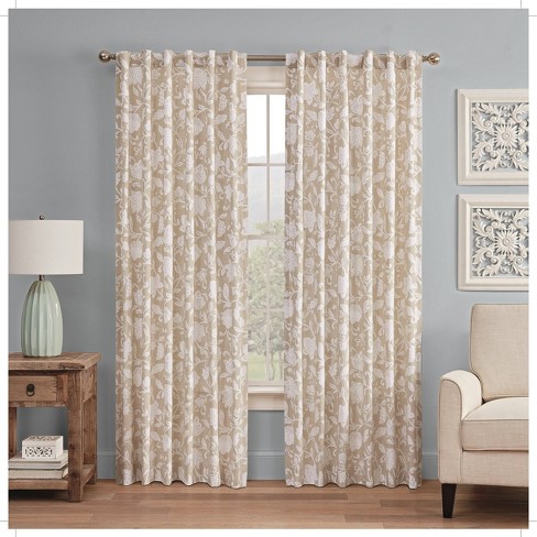 63 X52 Stencil Vine Light Filtering Window Curtain Beige