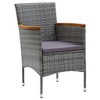 vidaXL 3 Piece Bistro Set Poly Rattan and Tempered Glass Gray - 4 of 4